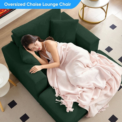 Divano letto Mixoy Corduroy Comfy Chaise Longue con seduta profonda e pouf contenitore, divano imbottito a 1 posto/divano a due posti