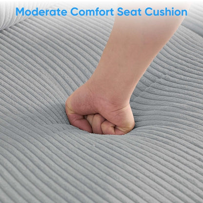 Divano componibile modulare convertibile a forma di U in velluto a coste Mixoy, divano imbottito a 4 posti con pouf mobile