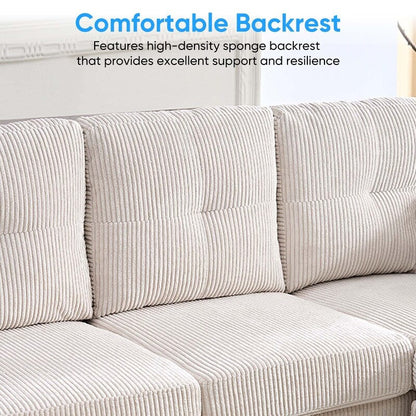 Divano componibile modulare convertibile a forma di U in velluto a coste Mixoy, divano imbottito a 4 posti con pouf mobile