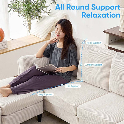 Divano componibile modulare convertibile a forma di U in velluto a coste Mixoy, divano imbottito a 4 posti con pouf mobile