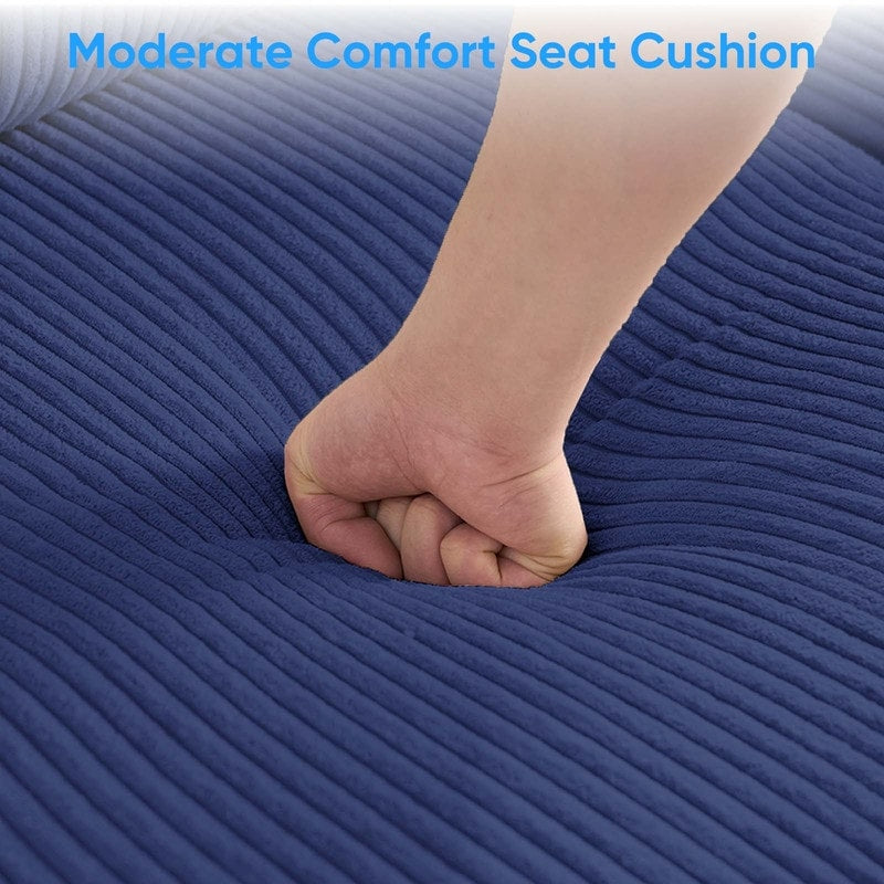 Divano componibile modulare convertibile a forma di U in velluto a coste Mixoy, divano imbottito a 4 posti con pouf mobile