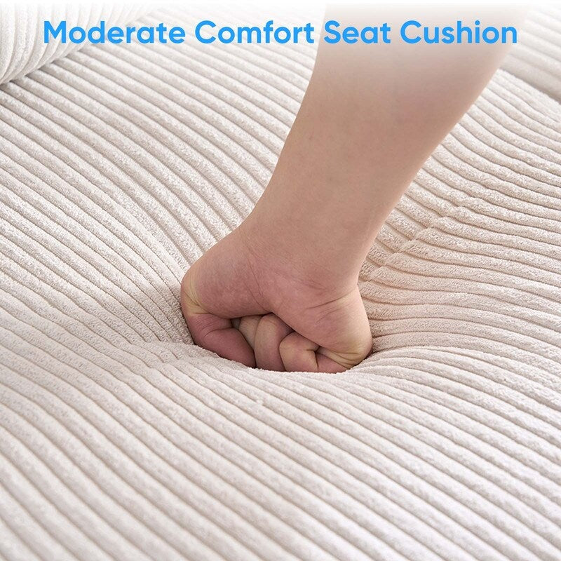 Divano componibile modulare convertibile a forma di U in velluto a coste Mixoy, divano imbottito a 4 posti con pouf mobile