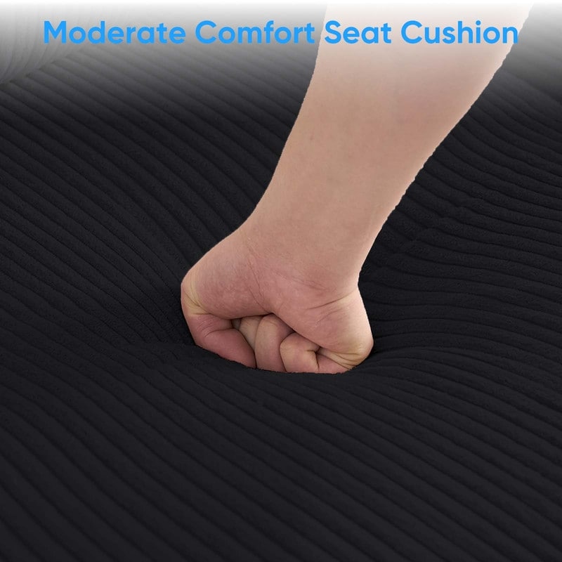 Divano componibile modulare convertibile a forma di U in velluto a coste Mixoy, divano imbottito a 4 posti con pouf mobile