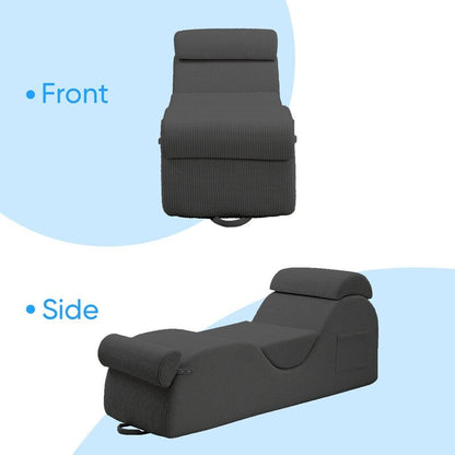 Chaise longue da yoga Mixoy in velluto a coste, divano da yoga curvo con poggiatesta/cuscino per la vita/poggiapiedi mobili, fondo antiscivolo