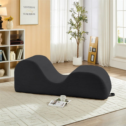 Chaise longue da yoga Mixoy in velluto a coste, divano da yoga curvo con poggiatesta/cuscino per la vita/poggiapiedi mobili, fondo antiscivolo