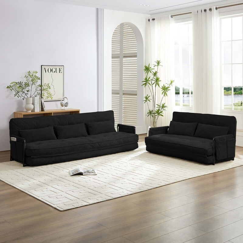 Divano letto pieghevole multifunzionale Mixoy, divano a 3 posti con divanetto, schienale regolabile in 6 posizioni