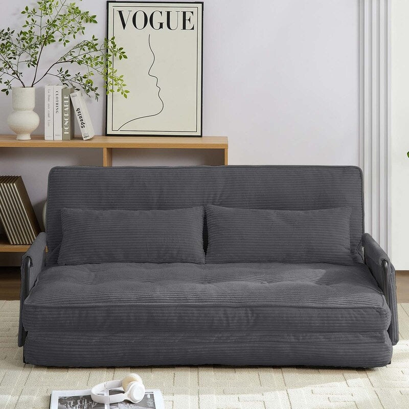 Divano letto pieghevole multifunzionale Mixoy, divano a 3 posti con divanetto, schienale regolabile in 6 posizioni