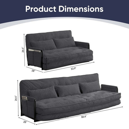 Divano letto pieghevole multifunzionale Mixoy, divano a 3 posti con divanetto, schienale regolabile in 6 posizioni