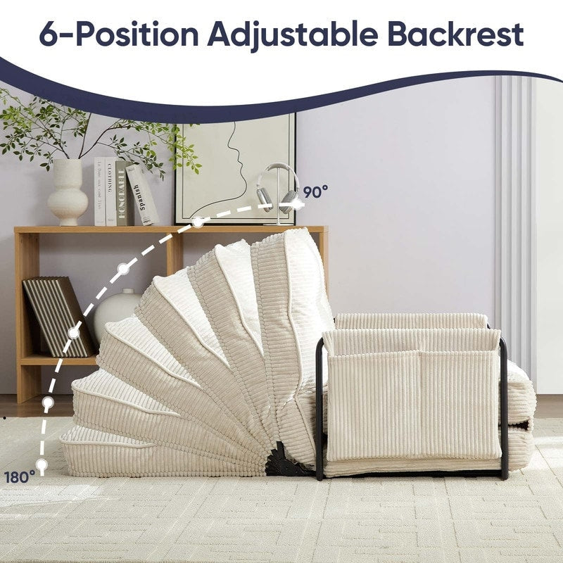 Divano letto pieghevole multifunzionale Mixoy, divano a 3 posti con divanetto, schienale regolabile in 6 posizioni