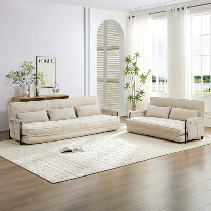 Divano letto pieghevole multifunzionale Mixoy, divano a 3 posti con divanetto, schienale regolabile in 6 posizioni