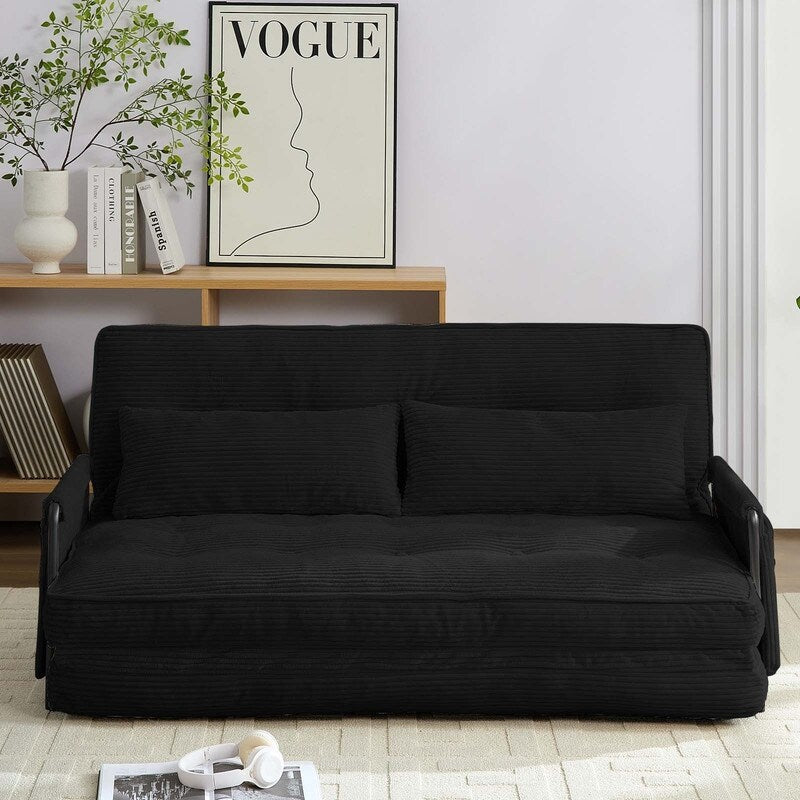 Divano letto pieghevole multifunzionale Mixoy, divano a 3 posti con divanetto, schienale regolabile in 6 posizioni