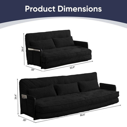 Divano letto pieghevole multifunzionale Mixoy, divano a 3 posti con divanetto, schienale regolabile in 6 posizioni