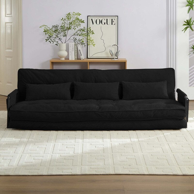 Divano letto pieghevole multifunzionale Mixoy, divano a 3 posti con divanetto, schienale regolabile in 6 posizioni