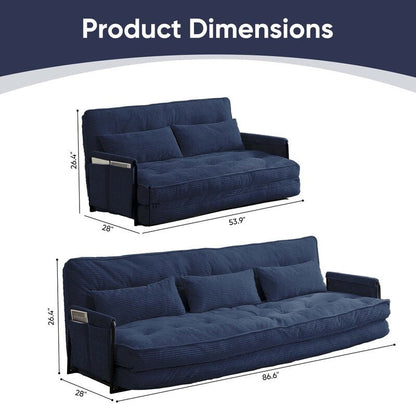 Divano letto pieghevole multifunzionale Mixoy, divano a 3 posti con divanetto, schienale regolabile in 6 posizioni