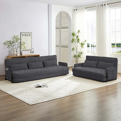 Divano letto pieghevole multifunzionale Mixoy, divano a 3 posti con divanetto, schienale regolabile in 6 posizioni