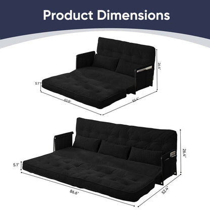 Divano letto pieghevole multifunzionale Mixoy, divano a 3 posti con divanetto, schienale regolabile in 6 posizioni