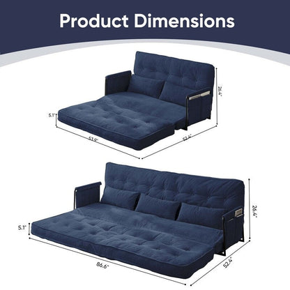 Divano letto pieghevole multifunzionale Mixoy, divano a 3 posti con divanetto, schienale regolabile in 6 posizioni