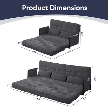 Divano letto pieghevole multifunzionale Mixoy, divano a 3 posti con divanetto, schienale regolabile in 6 posizioni
