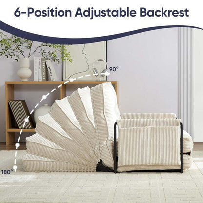 Divano letto pieghevole multifunzionale Mixoy, divano pigro con cuscini, schienale regolabile in 6 posizioni - 2+1