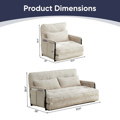 Divano letto pieghevole multifunzionale Mixoy, divano pigro con cuscini, schienale regolabile in 6 posizioni - 2+1