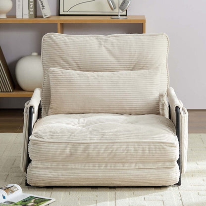 Divano letto pieghevole multifunzionale Mixoy, divano pigro con cuscini, schienale regolabile in 6 posizioni - 2+1