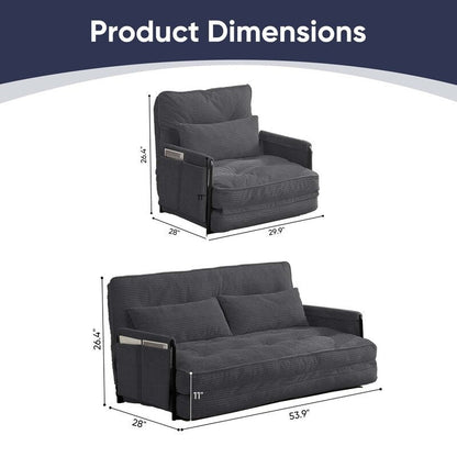 Divano letto pieghevole multifunzionale Mixoy, divano pigro con cuscini, schienale regolabile in 6 posizioni - 2+1