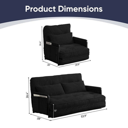 Divano letto pieghevole multifunzionale Mixoy, divano pigro con cuscini, schienale regolabile in 6 posizioni - 2+1