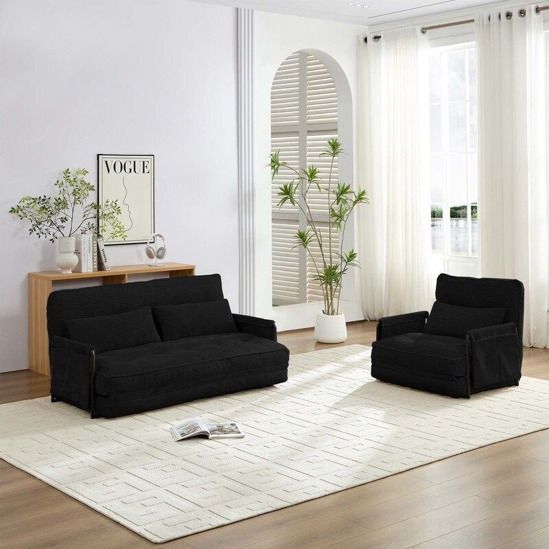 Divano letto pieghevole multifunzionale Mixoy, divano pigro con cuscini, schienale regolabile in 6 posizioni - 2+1