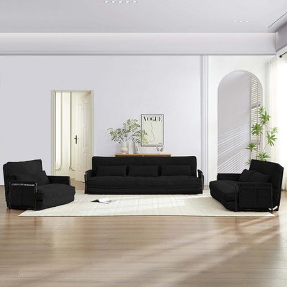 Mixoy, divano letto pieghevole multifunzionale con cuscini, schienale regolabile in 6 posizioni - 3+2+1