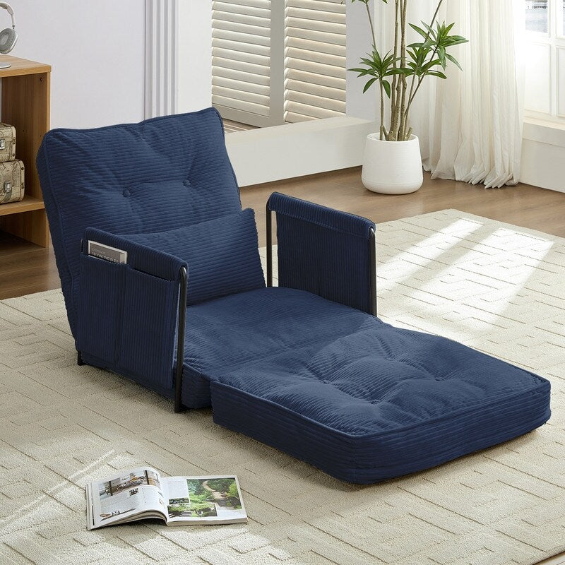 Divano letto futon pieghevole multifunzionale Mixoy, divano singolo con cuscini, schienale regolabile in 6 posizioni