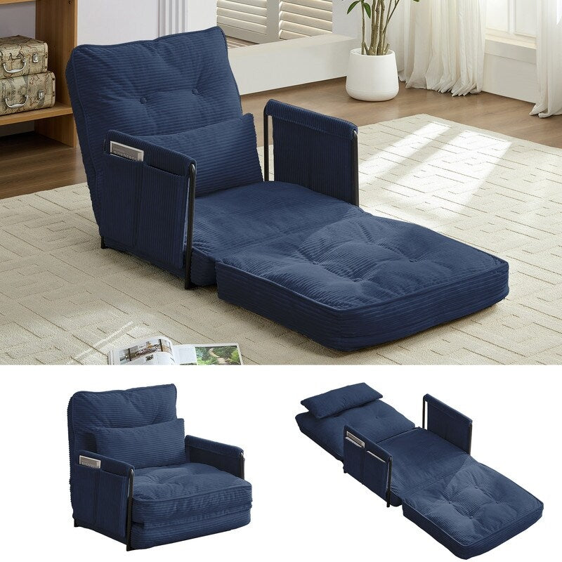 Divano letto futon pieghevole multifunzionale Mixoy, divano singolo con cuscini, schienale regolabile in 6 posizioni