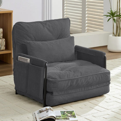 Divano letto futon pieghevole multifunzionale Mixoy, divano singolo con cuscini, schienale regolabile in 6 posizioni
