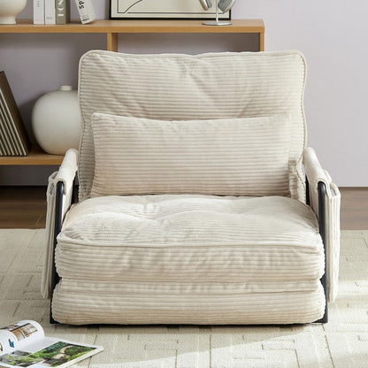Divano letto futon pieghevole multifunzionale Mixoy, divano singolo con cuscini, schienale regolabile in 6 posizioni