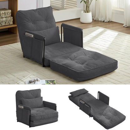 Divano letto futon pieghevole multifunzionale Mixoy, divano singolo con cuscini, schienale regolabile in 6 posizioni