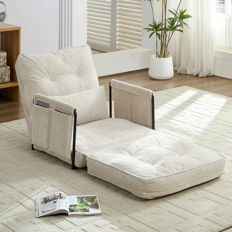 Divano letto futon pieghevole multifunzionale Mixoy, divano singolo con cuscini, schienale regolabile in 6 posizioni