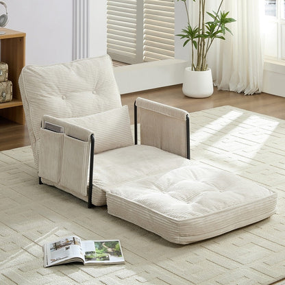 Divano letto futon pieghevole multifunzionale Mixoy, divano singolo con cuscini, schienale regolabile in 6 posizioni