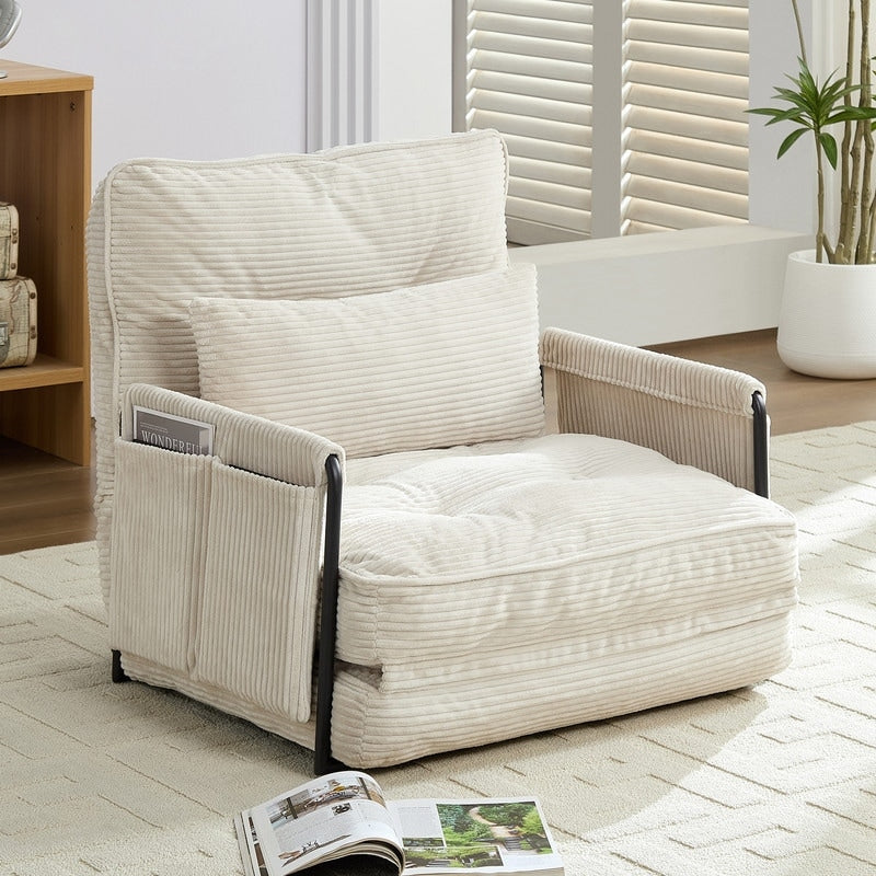 Divano letto futon pieghevole multifunzionale Mixoy, divano singolo con cuscini, schienale regolabile in 6 posizioni