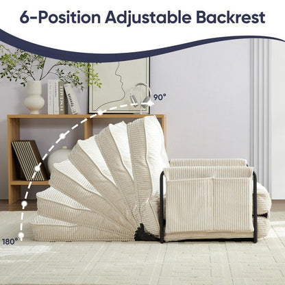 Divano letto futon pieghevole multifunzionale Mixoy, divano singolo con cuscini, schienale regolabile in 6 posizioni