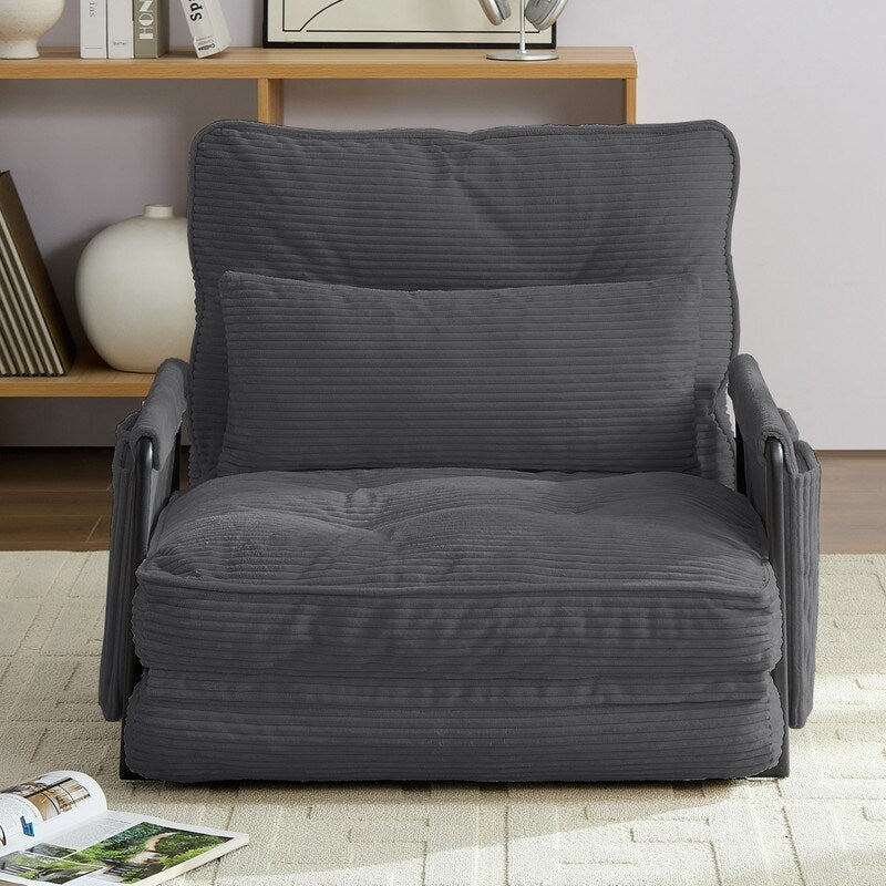 Divano letto futon pieghevole multifunzionale Mixoy, divano singolo con cuscini, schienale regolabile in 6 posizioni