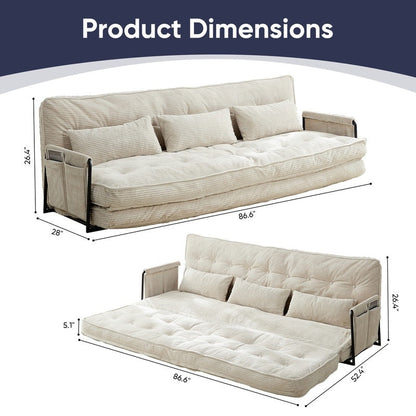Divano letto futon pieghevole multifunzionale Mixoy, divano letto da pavimento, divano letto pigro con cuscini, schienale regolabile in 6 posizioni