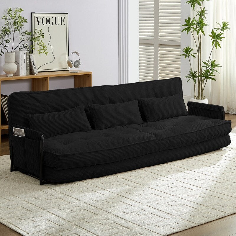 Divano letto futon pieghevole multifunzionale Mixoy, divano letto da pavimento, divano letto pigro con cuscini, schienale regolabile in 6 posizioni