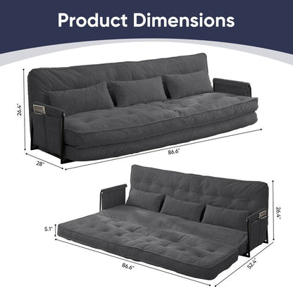 Divano letto futon pieghevole multifunzionale Mixoy, divano letto da pavimento, divano letto pigro con cuscini, schienale regolabile in 6 posizioni