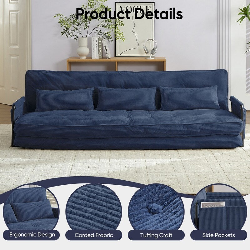 Divano letto futon pieghevole multifunzionale Mixoy, divano letto da pavimento, divano letto pigro con cuscini, schienale regolabile in 6 posizioni