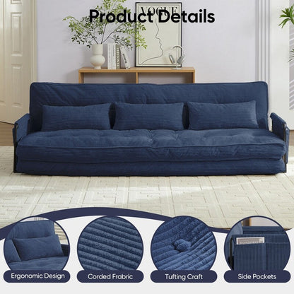 Divano letto futon pieghevole multifunzionale Mixoy, divano letto da pavimento, divano letto pigro con cuscini, schienale regolabile in 6 posizioni