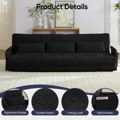 Divano letto futon pieghevole multifunzionale Mixoy, divano letto da pavimento, divano letto pigro con cuscini, schienale regolabile in 6 posizioni