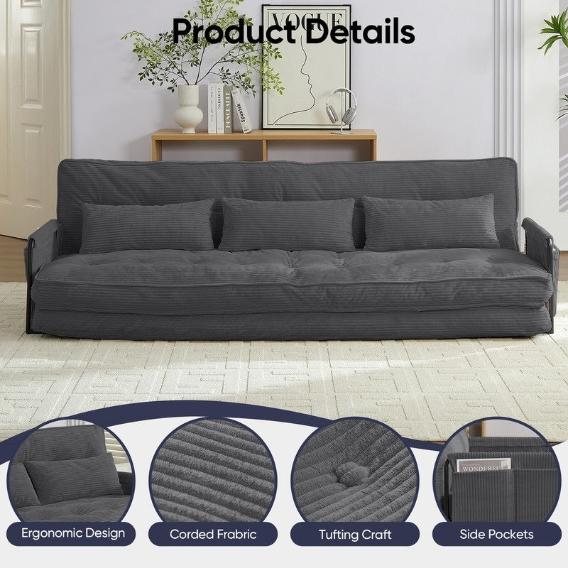 Divano letto futon pieghevole multifunzionale Mixoy, divano letto da pavimento, divano letto pigro con cuscini, schienale regolabile in 6 posizioni