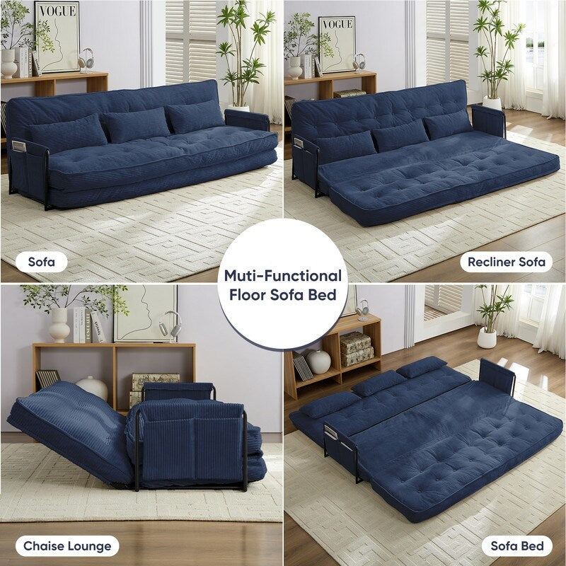 Divano letto futon pieghevole multifunzionale Mixoy, divano letto da pavimento, divano letto pigro con cuscini, schienale regolabile in 6 posizioni