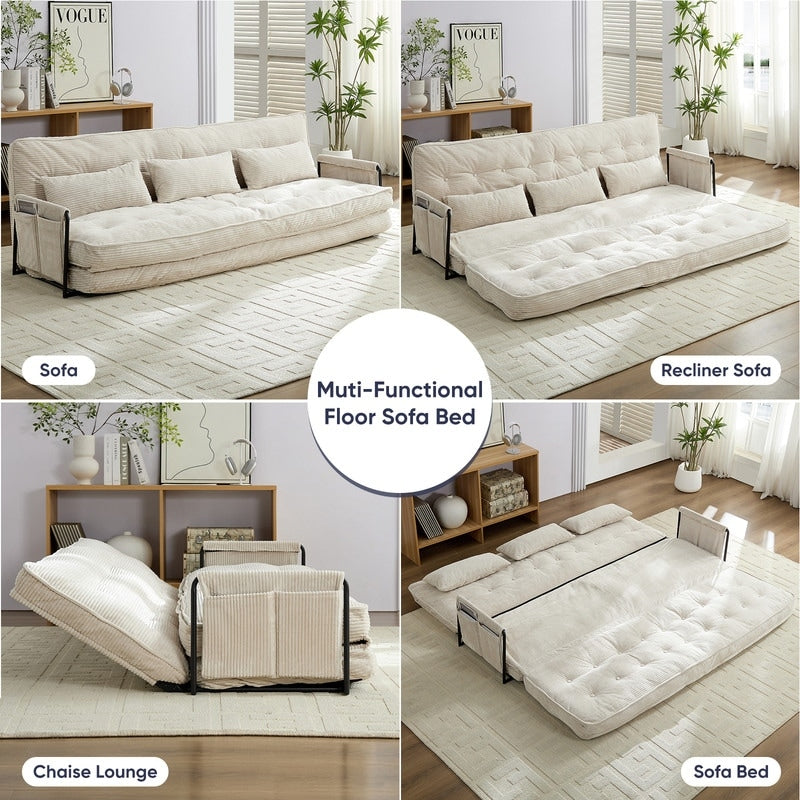 Divano letto futon pieghevole multifunzionale Mixoy, divano letto da pavimento, divano letto pigro con cuscini, schienale regolabile in 6 posizioni