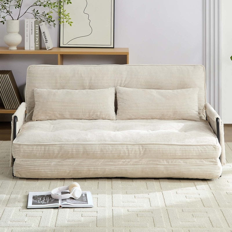 Mixoy, divano letto pieghevole multifunzionale con cuscini, schienale regolabile in 6 posizioni - 3+2+1