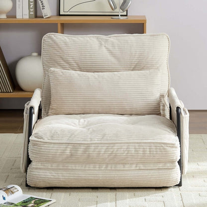 Mixoy, divano letto pieghevole multifunzionale con cuscini, schienale regolabile in 6 posizioni - 3+2+1